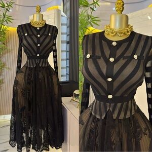 Chic Black Lace Long Sleeve Dress